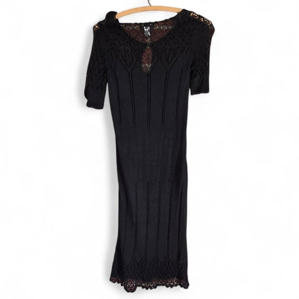 Banana Republic Womens Small Linen Blend Open Crochet Pattern Dress Over Spaghet